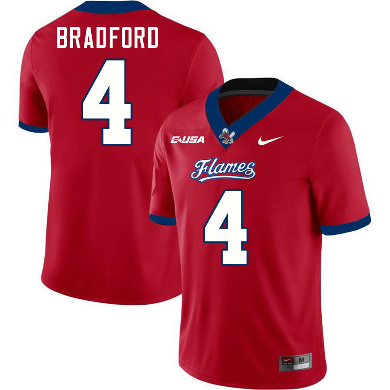 Liberty Flames #4 Jayden Bradford College Football Jerseys Stitched-Red